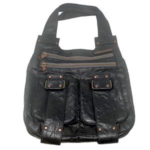 MATT N NAT Black Vegan Leather Shoulder Handbag